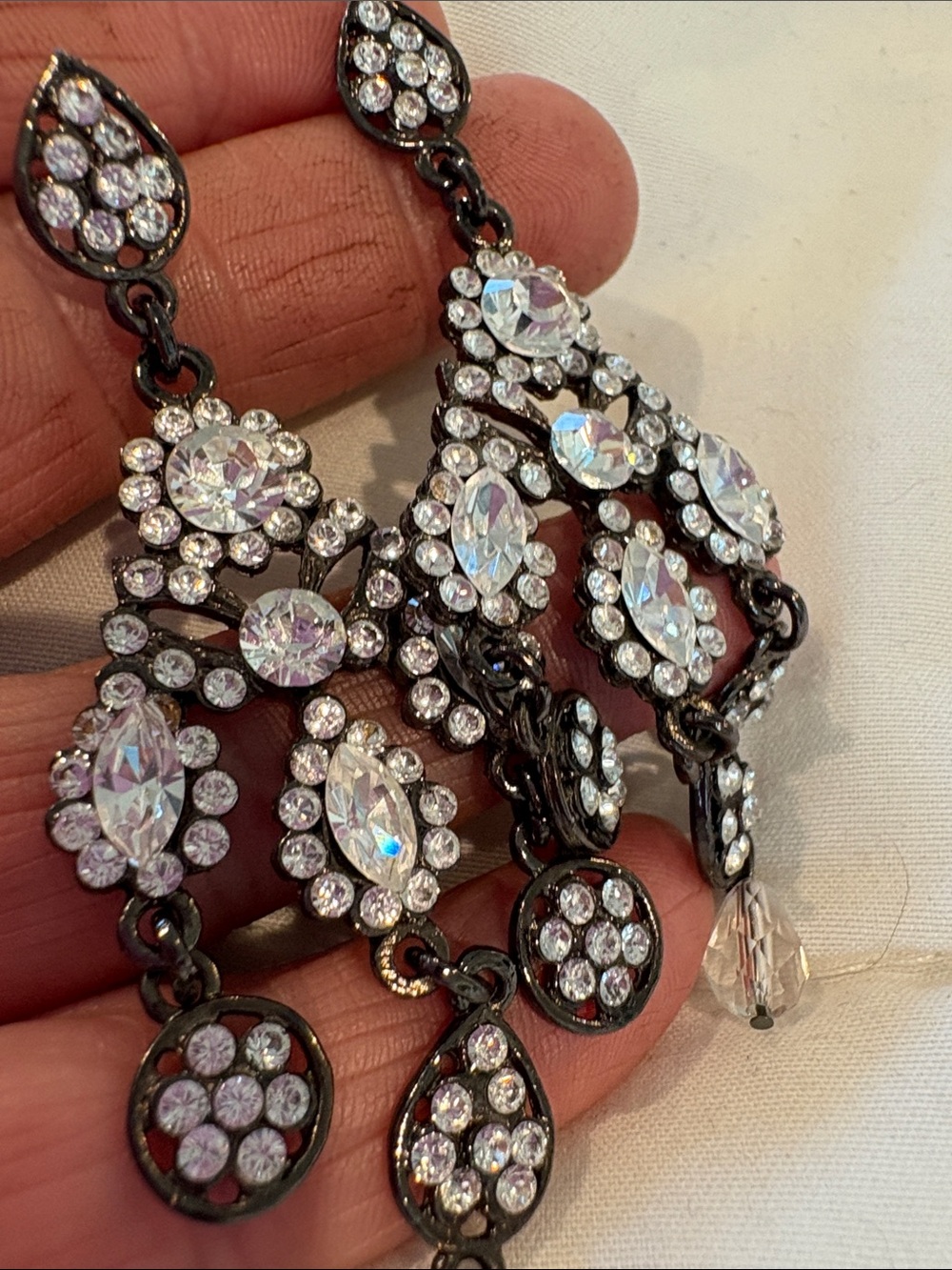 Hand made designer Georgiana Crystal chandelier elegance Blk/ silver Metal